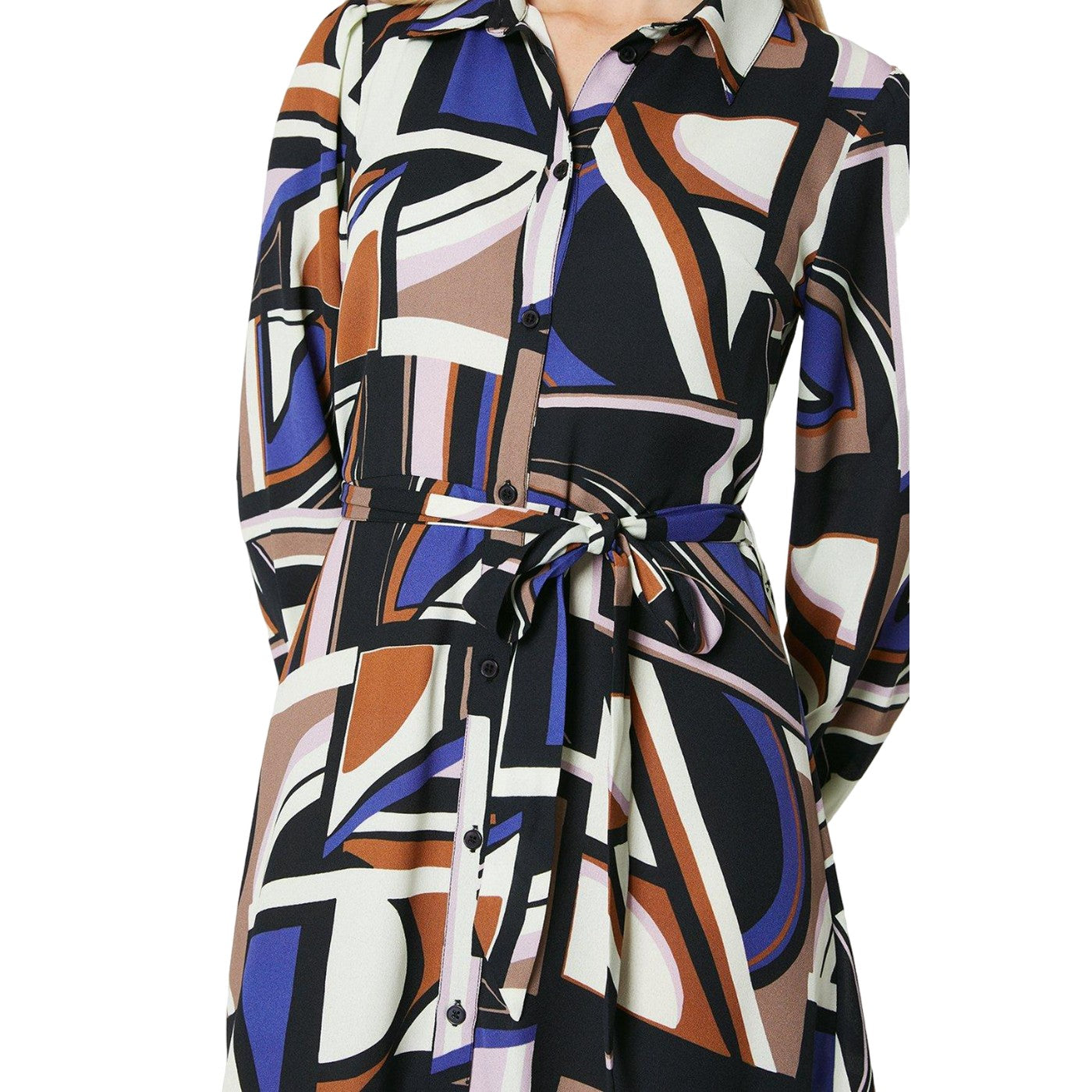 Brown - Lifestyle - Principles Womens-Ladies Abstract Belt Shirt Dress