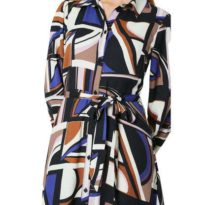 Brown - Lifestyle - Principles Womens-Ladies Abstract Belt Shirt Dress