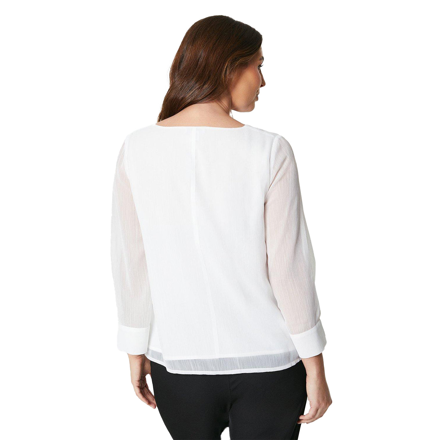 Ivory - Back - Principles Womens-Ladies Chiffon V Neck Blouse