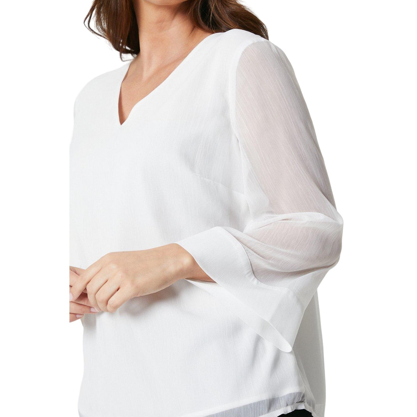 Ivory - Side - Principles Womens-Ladies Chiffon V Neck Blouse