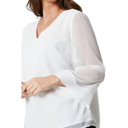 Ivory - Side - Principles Womens-Ladies Chiffon V Neck Blouse