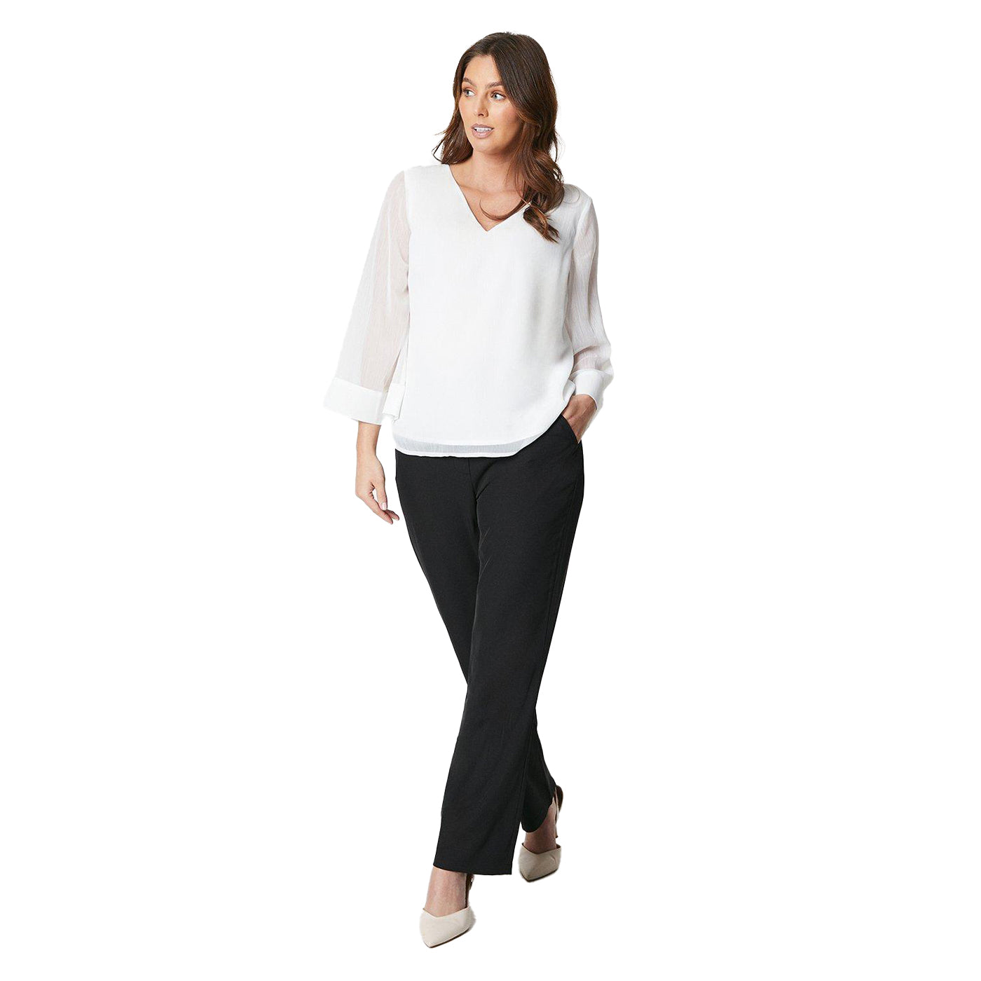 Ivory - Lifestyle - Principles Womens-Ladies Chiffon V Neck Blouse