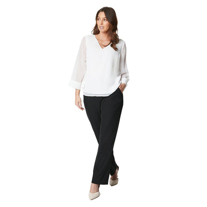 Ivory - Lifestyle - Principles Womens-Ladies Chiffon V Neck Blouse