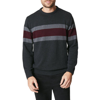 Dark Grey - Front - Maine Mens Premium Chest Stripe Jumper