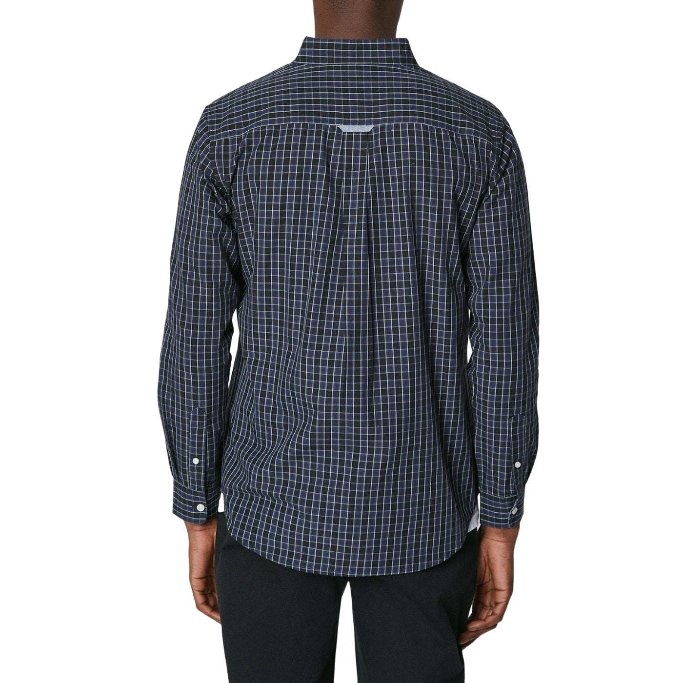 Dark Blue - Back - Maine Mens Grid Checked Long-Sleeved Shirt