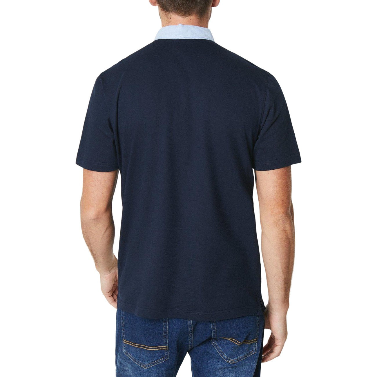 Navy - Back - Maine Mens Chambray Collared Polo Shirt