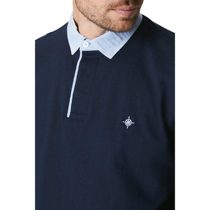 Navy - Side - Maine Mens Chambray Collared Polo Shirt