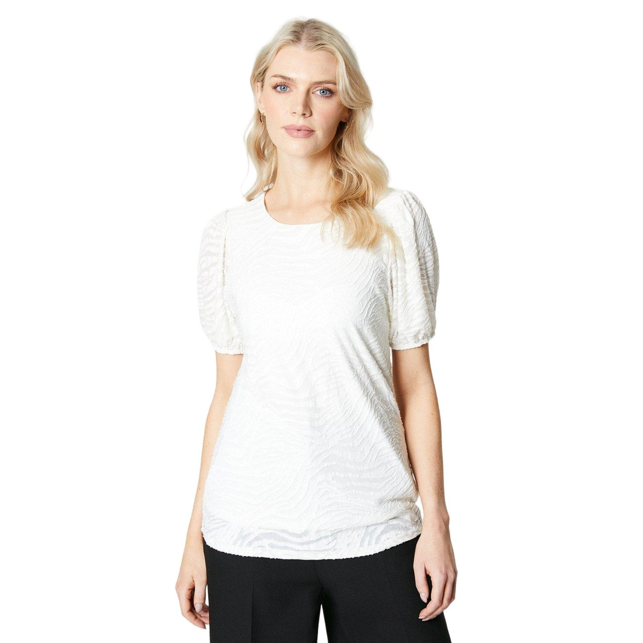Ivory - Front - Principles Womens-Ladies Burnout T-Shirt