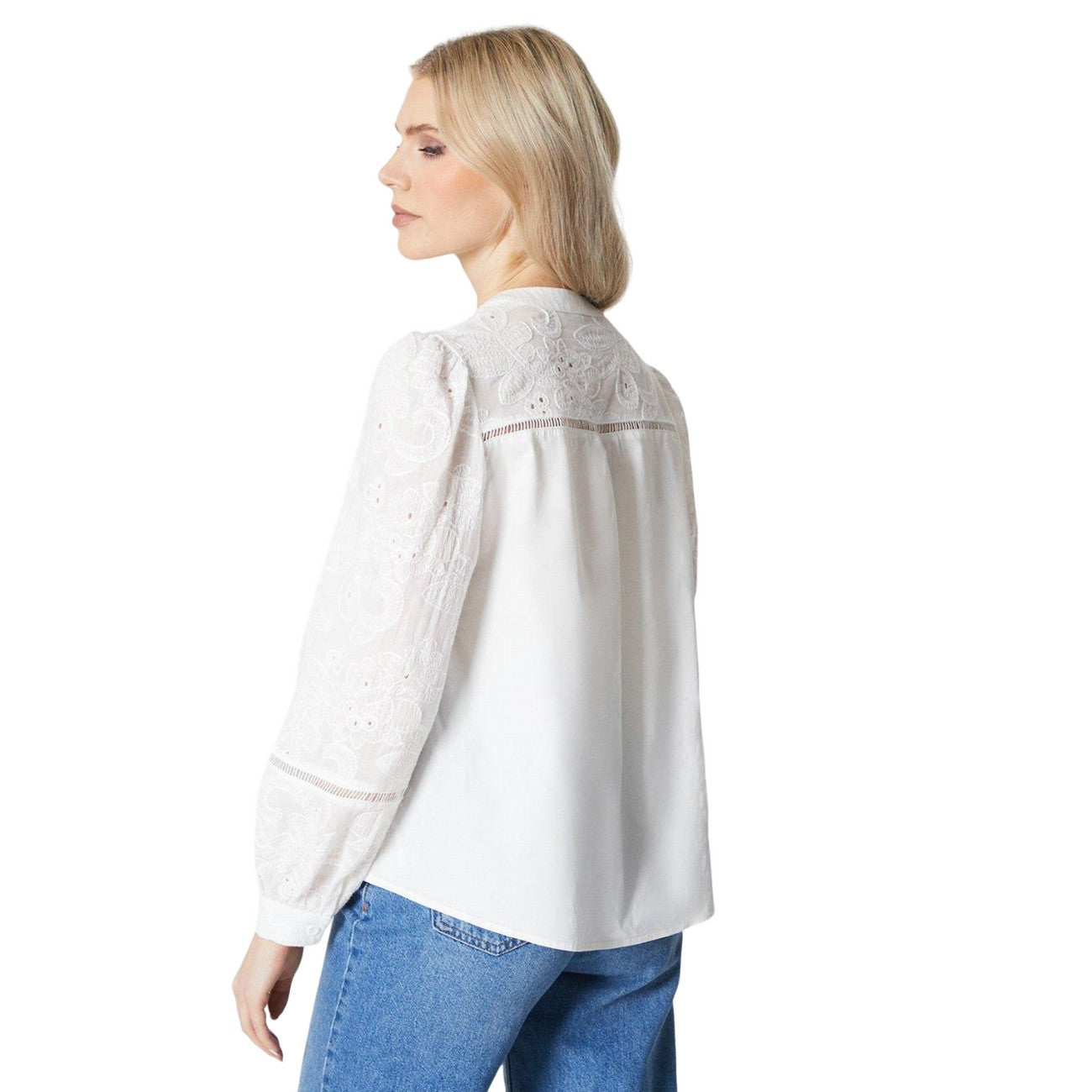 Ivory - Back - Principles Womens-Ladies Embroidered Blouse