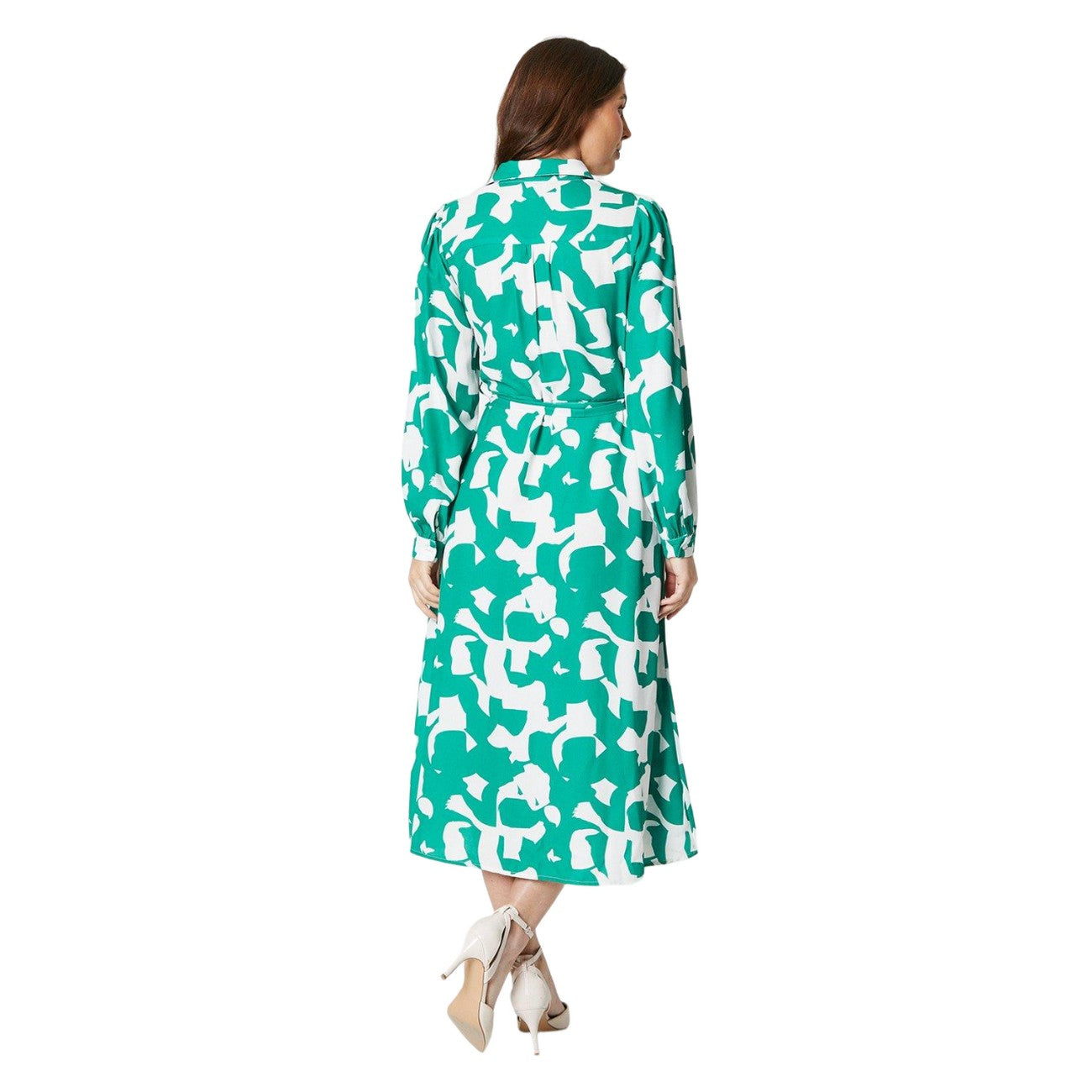 Green - Back - Principles Womens-Ladies Abstract Belt Shirt Dress
