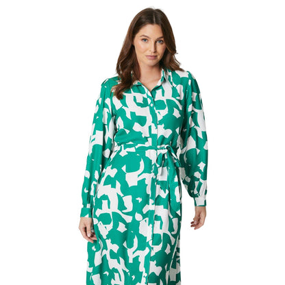 Green - Side - Principles Womens-Ladies Abstract Belt Shirt Dress