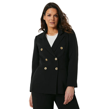 Black - Front - Principles Womens-Ladies Double-Breasted Petite Longline Blazer