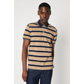 Natural - Front - Maine Mens Striped Pique Polo Shirt