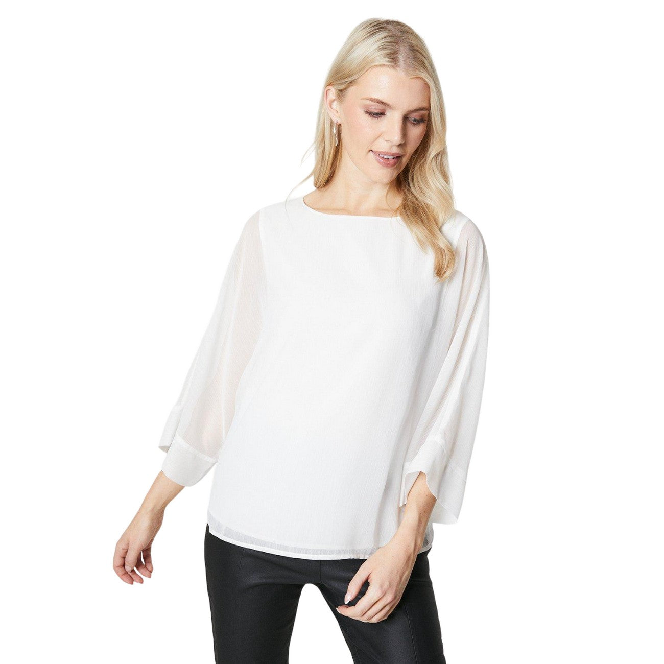 Ivory - Front - Principles Womens-Ladies Chiffon Batwing Sleeve Blouse