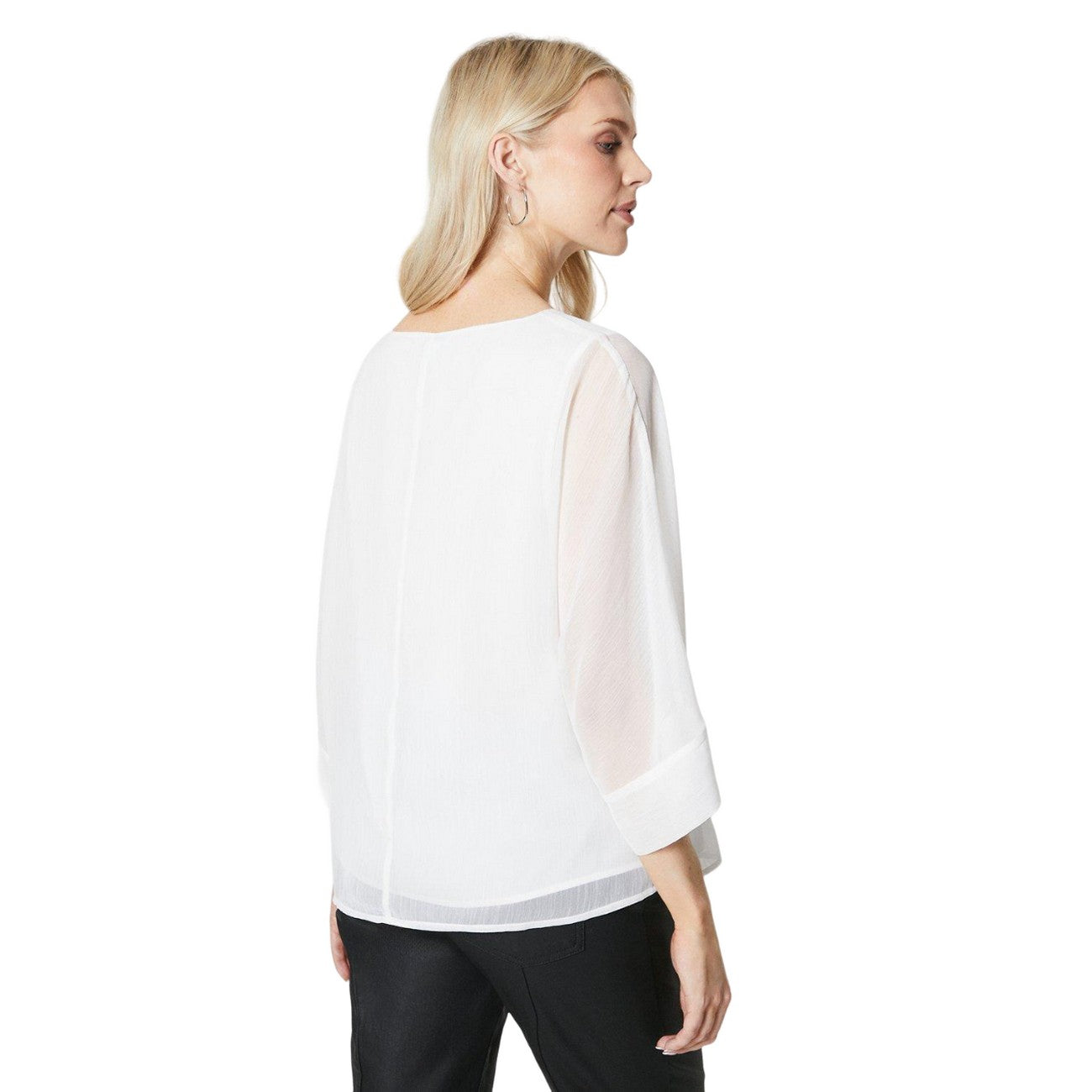 Ivory - Back - Principles Womens-Ladies Chiffon Batwing Sleeve Blouse