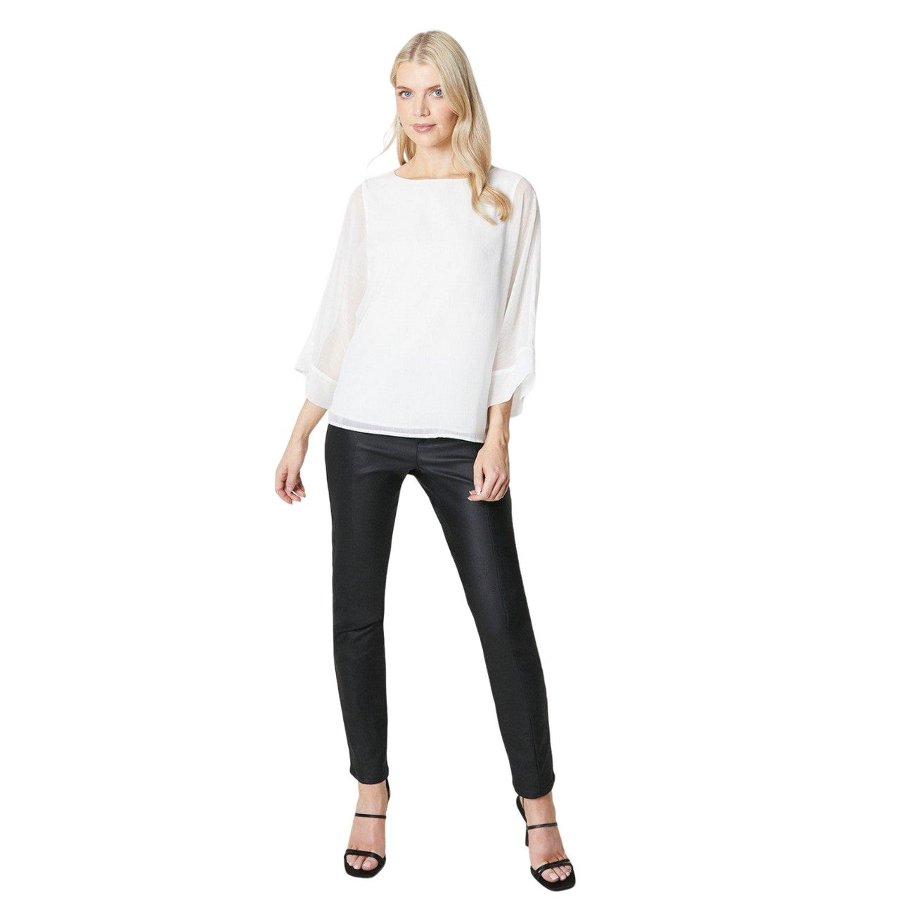 Ivory - Side - Principles Womens-Ladies Chiffon Batwing Sleeve Blouse
