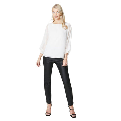 Ivory - Side - Principles Womens-Ladies Chiffon Batwing Sleeve Blouse
