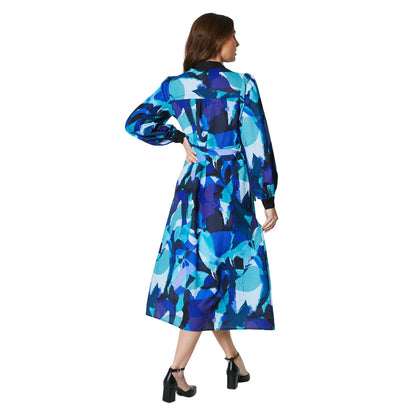 Cobalt - Back - Principles Womens-Ladies Abstract Shirt Dress