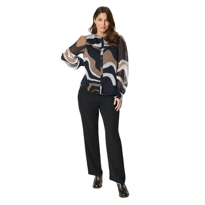 Navy - Side - Principles Womens-Ladies Marble Button Through Blouse