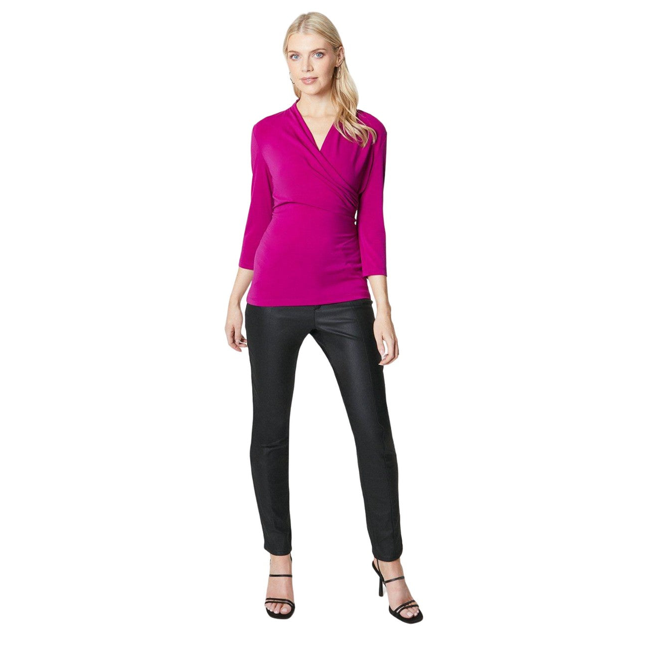 Raspberry - Side - Principles Womens-Ladies Jersey Twisted Top
