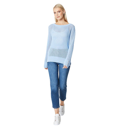 Blue - Side - Principles Womens-Ladies Cut Out Side Split Hem Jumper