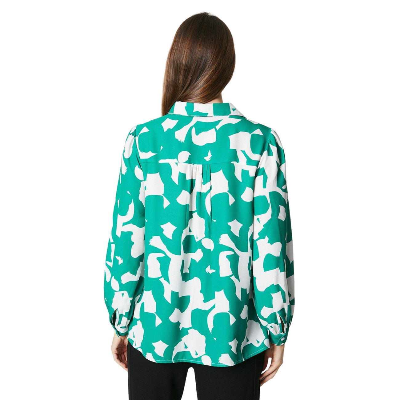 Green - Back - Principles Womens-Ladies Abstract Shirt