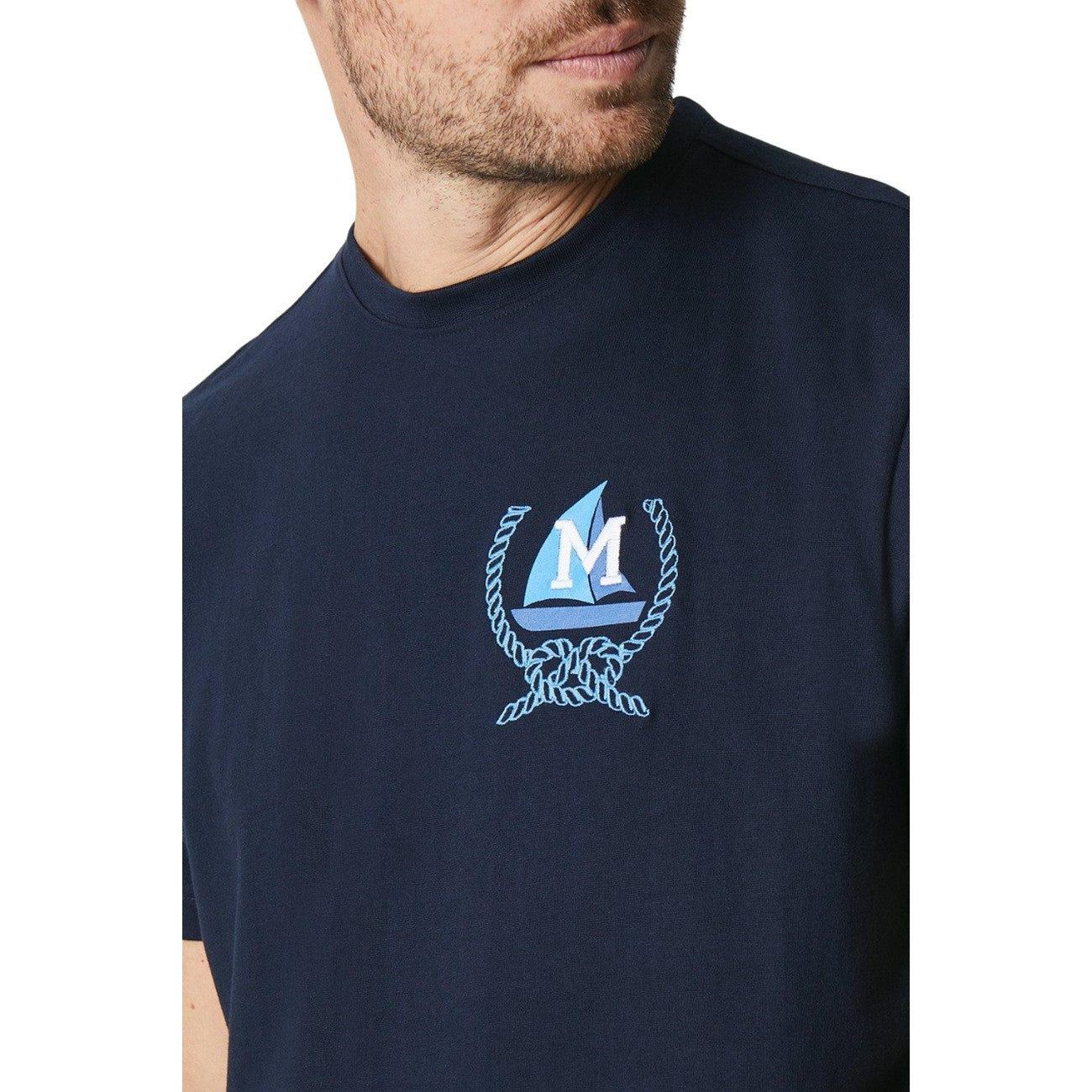 Navy - Side - Maine Mens Badge T-Shirt