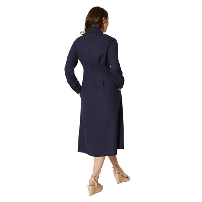 Navy - Back - Principles Womens-Ladies Waist Detail Shirt Dress