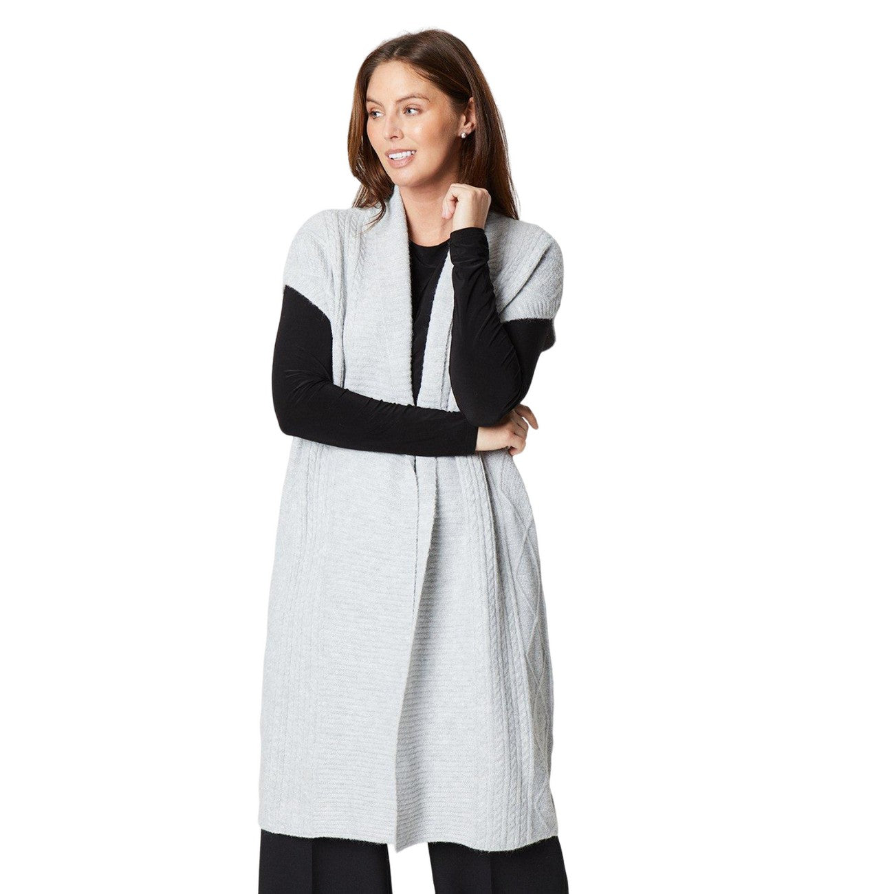 Grey - Front - Principles Womens-Ladies Longline Cardigan