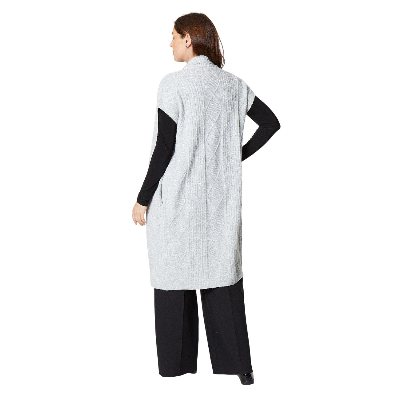 Grey - Back - Principles Womens-Ladies Longline Cardigan