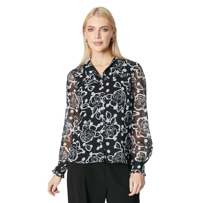 Monochrome - Front - Principles Womens-Ladies Floral Button-Down Blouse