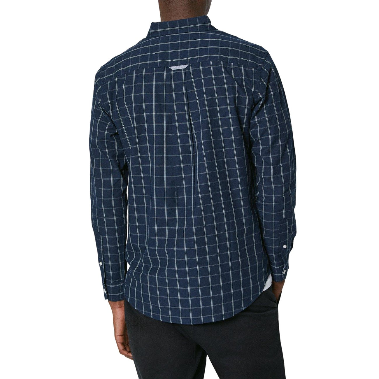Navy - Back - Maine Mens Dual Box Check Long-Sleeved Shirt