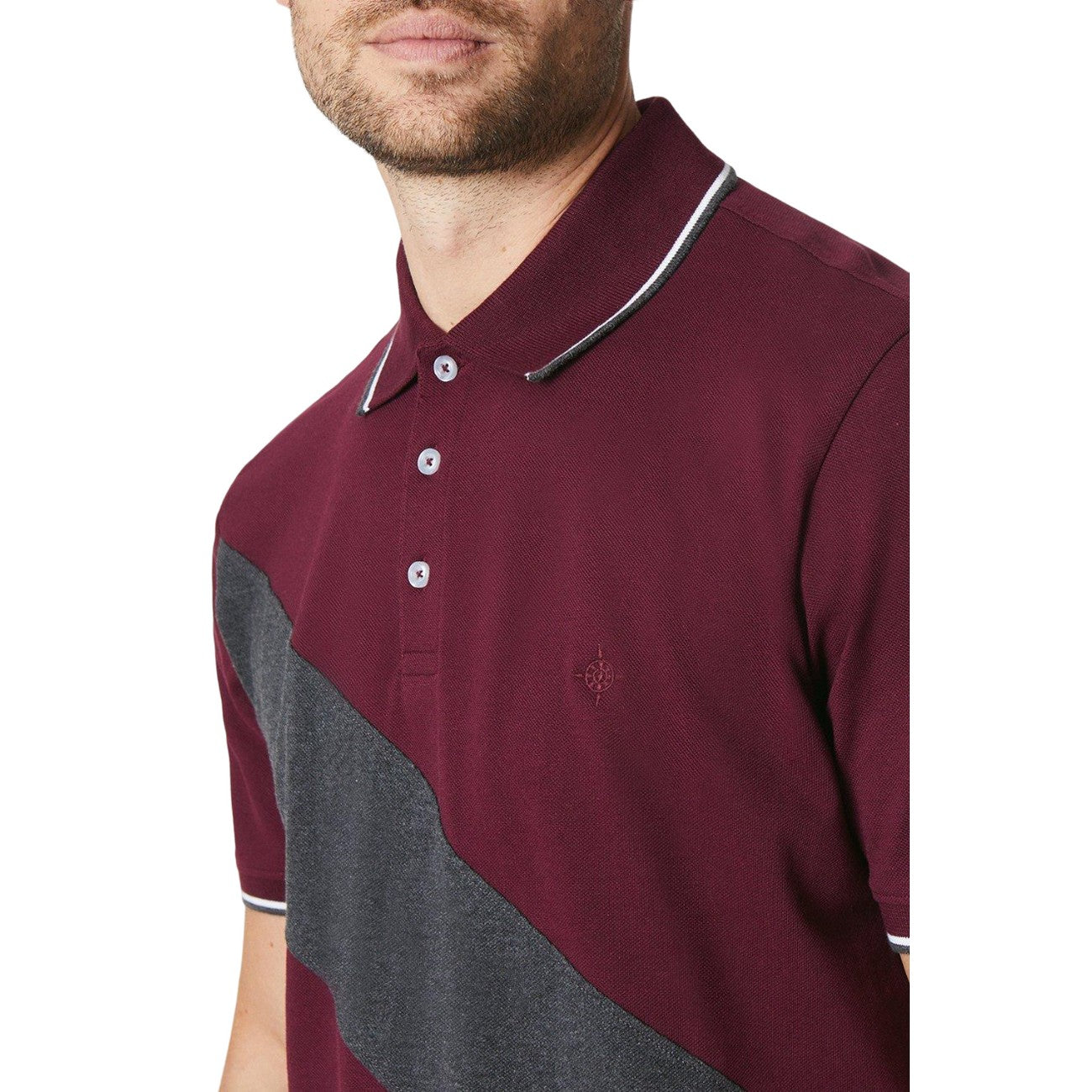 Burgundy - Side - Maine Mens Ross Diagonal Stripe Polo Shirt