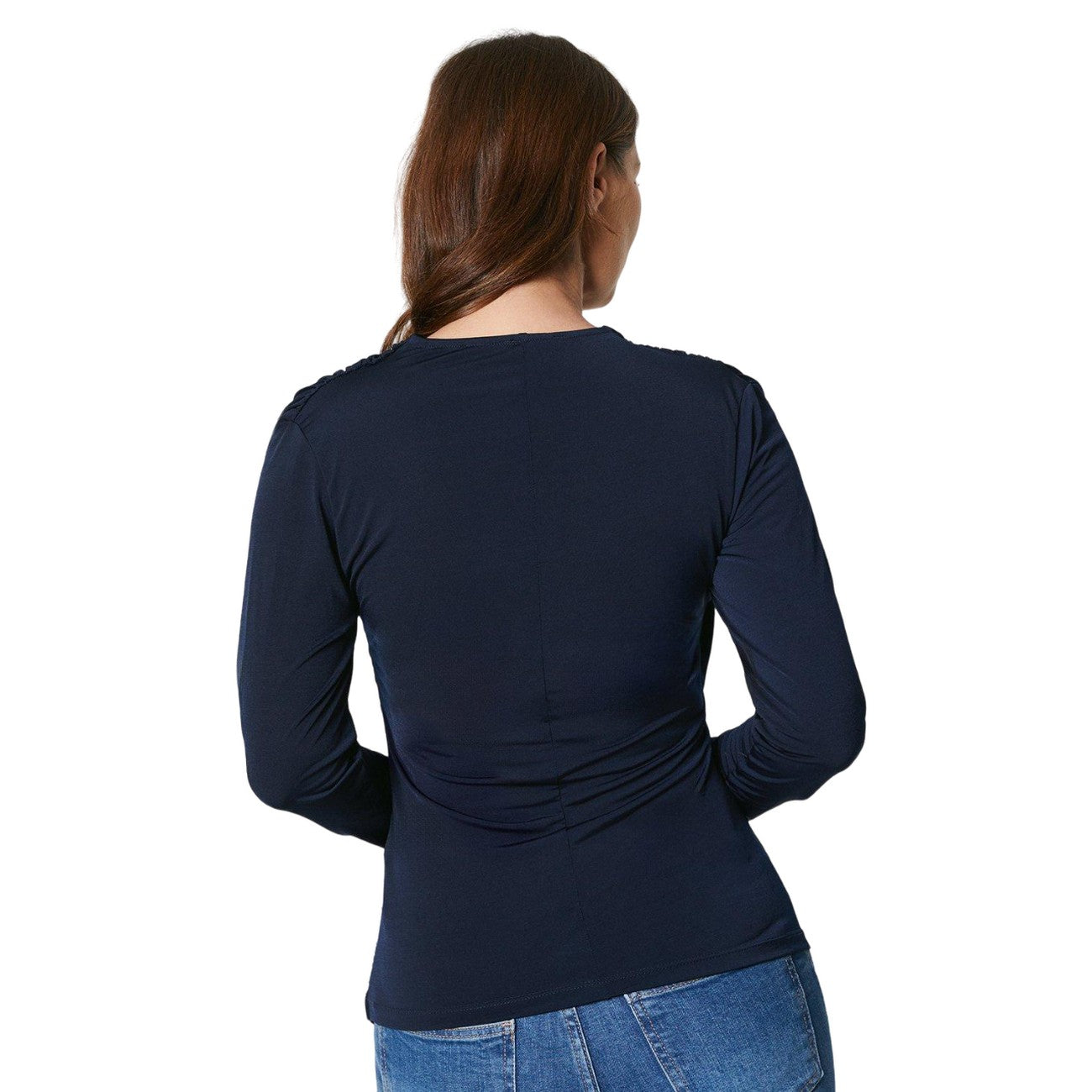 Navy - Back - Principles Womens-Ladies Jersey Wrap Top