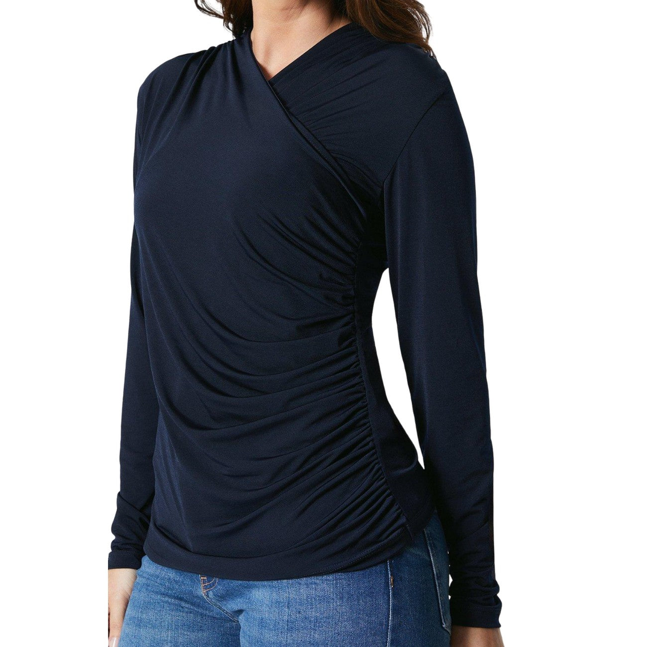 Navy - Side - Principles Womens-Ladies Jersey Wrap Top
