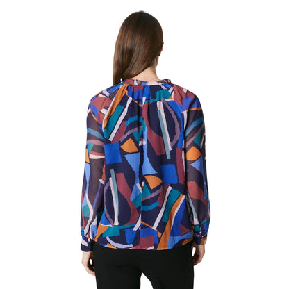 Multicoloured - Back - Principles Womens-Ladies Abstract Tie Neck Top