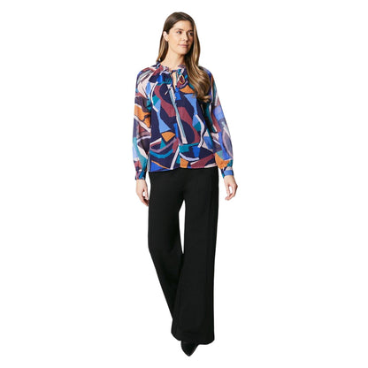 Multicoloured - Lifestyle - Principles Womens-Ladies Abstract Tie Neck Top