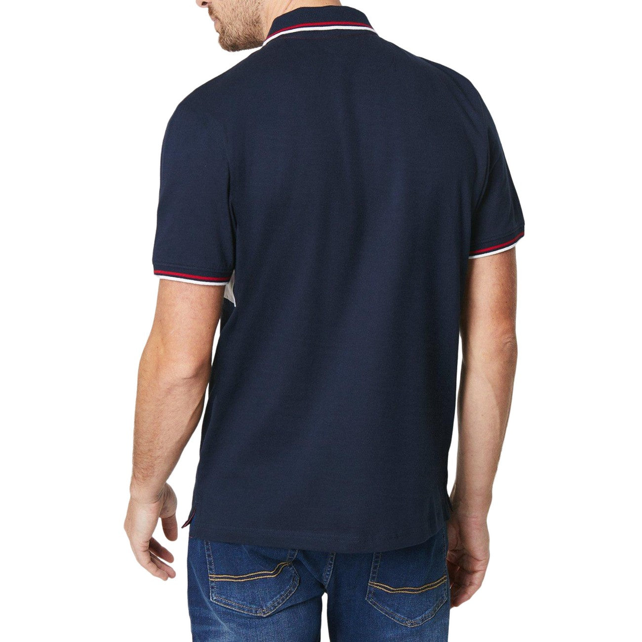 Red-Navy-White - Back - Maine Mens Henry Stripe Polo Shirt