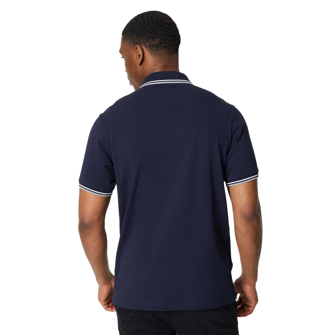 White-Navy - Back - Maine Mens Tipped Cotton Polo Shirt (Pack of 2)