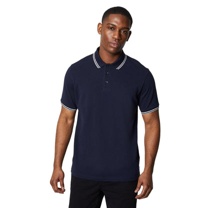 White-Navy - Side - Maine Mens Tipped Cotton Polo Shirt (Pack of 2)