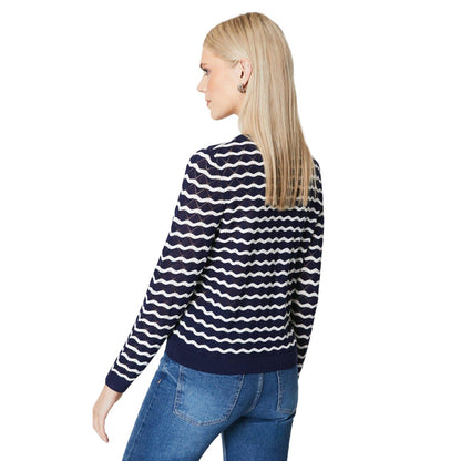Navy - Back - Principles Womens-Ladies Stripe Stitch Detail Cardigan