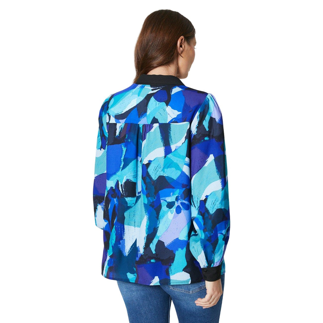 Cobalt - Back - Principles Womens-Ladies Abstract Shirt