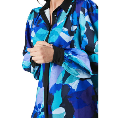 Cobalt - Side - Principles Womens-Ladies Abstract Shirt