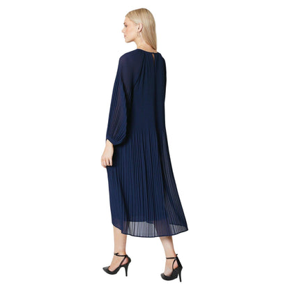 Navy - Back - Principles Womens-Ladies Pleated Midi Dress