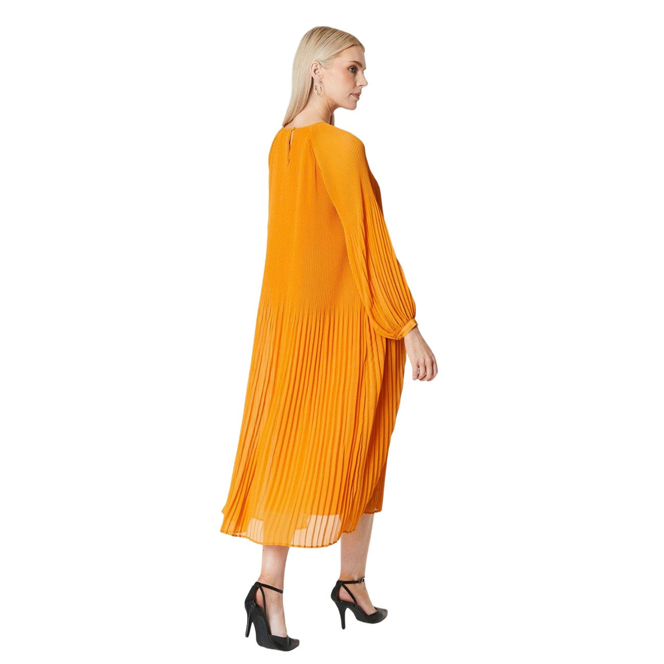 Ochre - Back - Principles Womens-Ladies Pleated Midi Dress