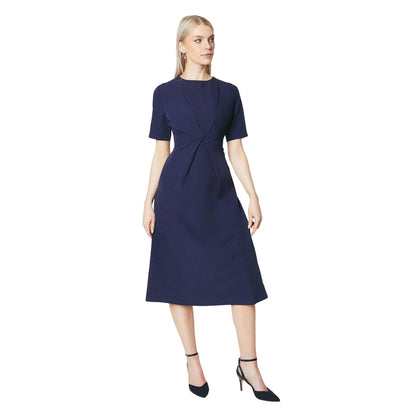 Navy - Front - Principles Womens-Ladies Gathered Waist Midi Dress
