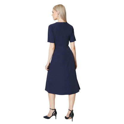 Navy - Back - Principles Womens-Ladies Gathered Waist Midi Dress