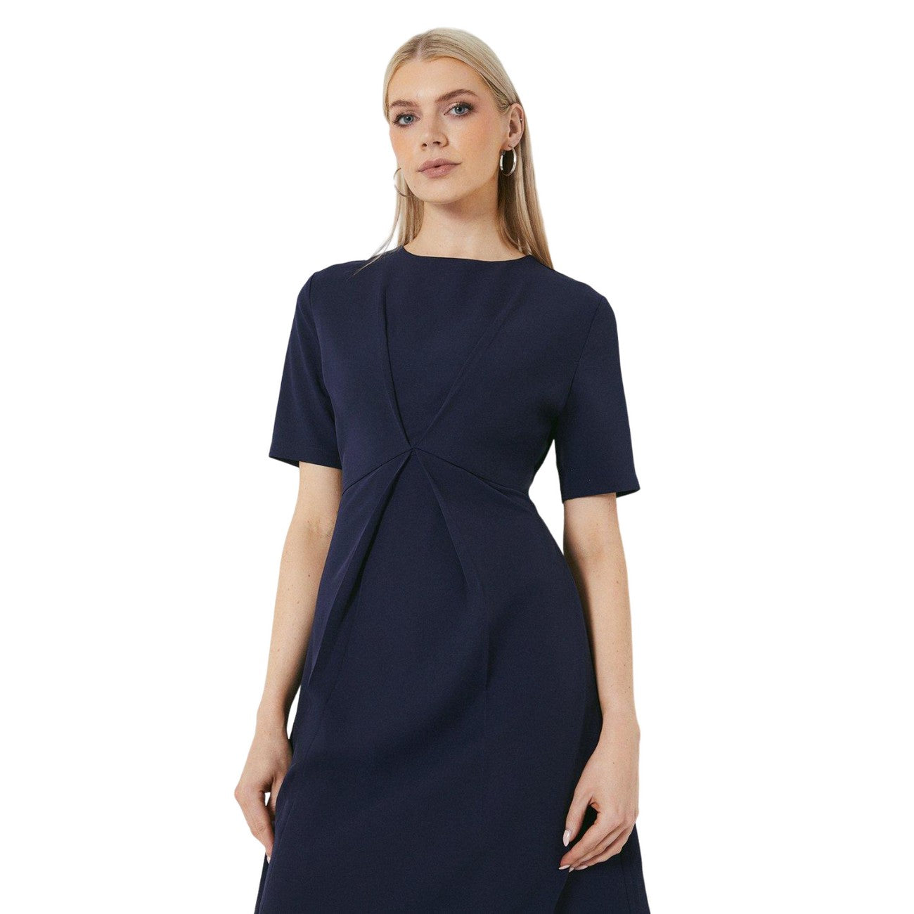 Navy - Side - Principles Womens-Ladies Gathered Waist Midi Dress