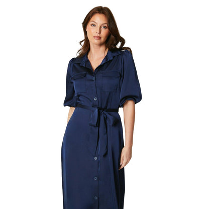 Navy - Side - Principles Womens-Ladies Volume Midi Dress