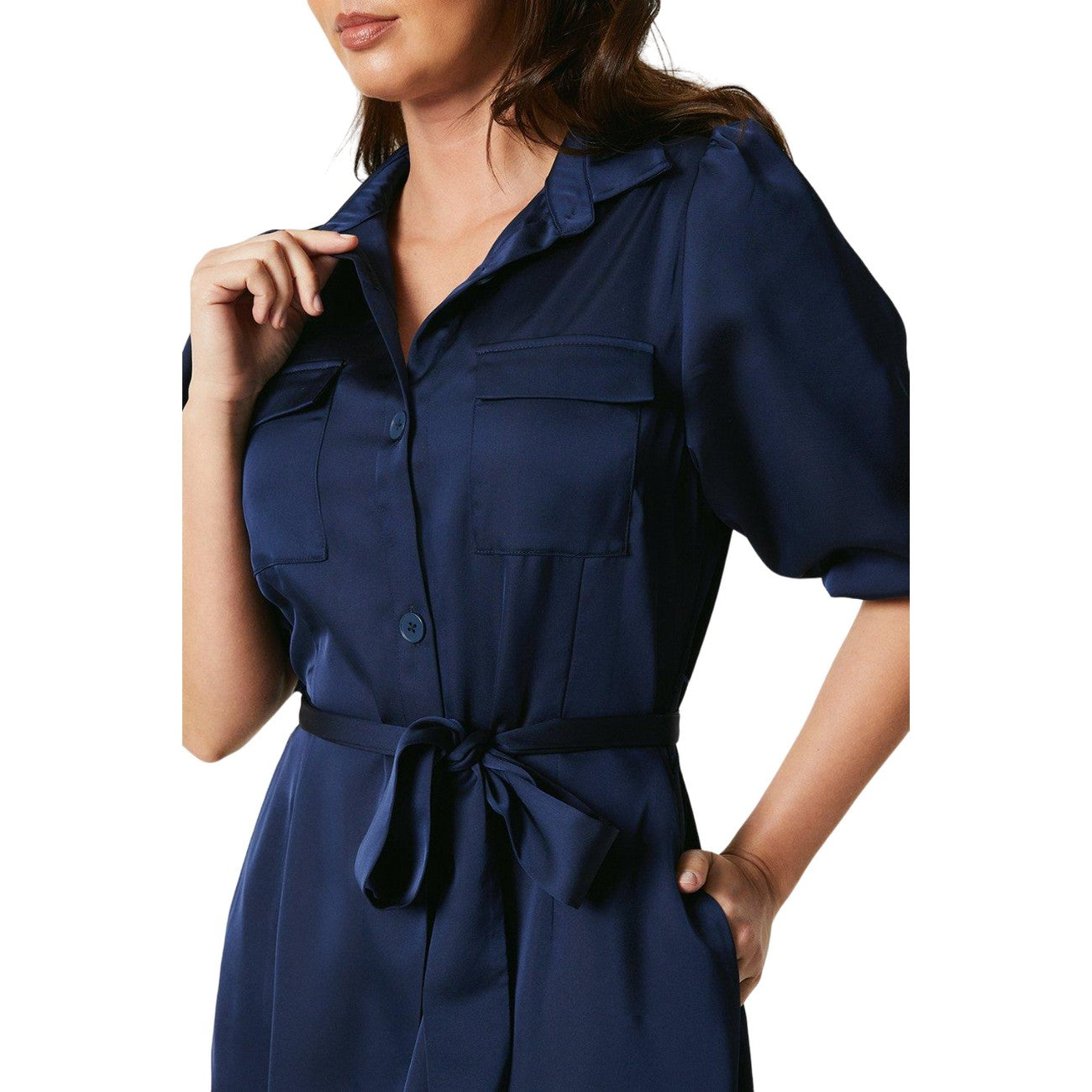 Navy - Lifestyle - Principles Womens-Ladies Volume Midi Dress